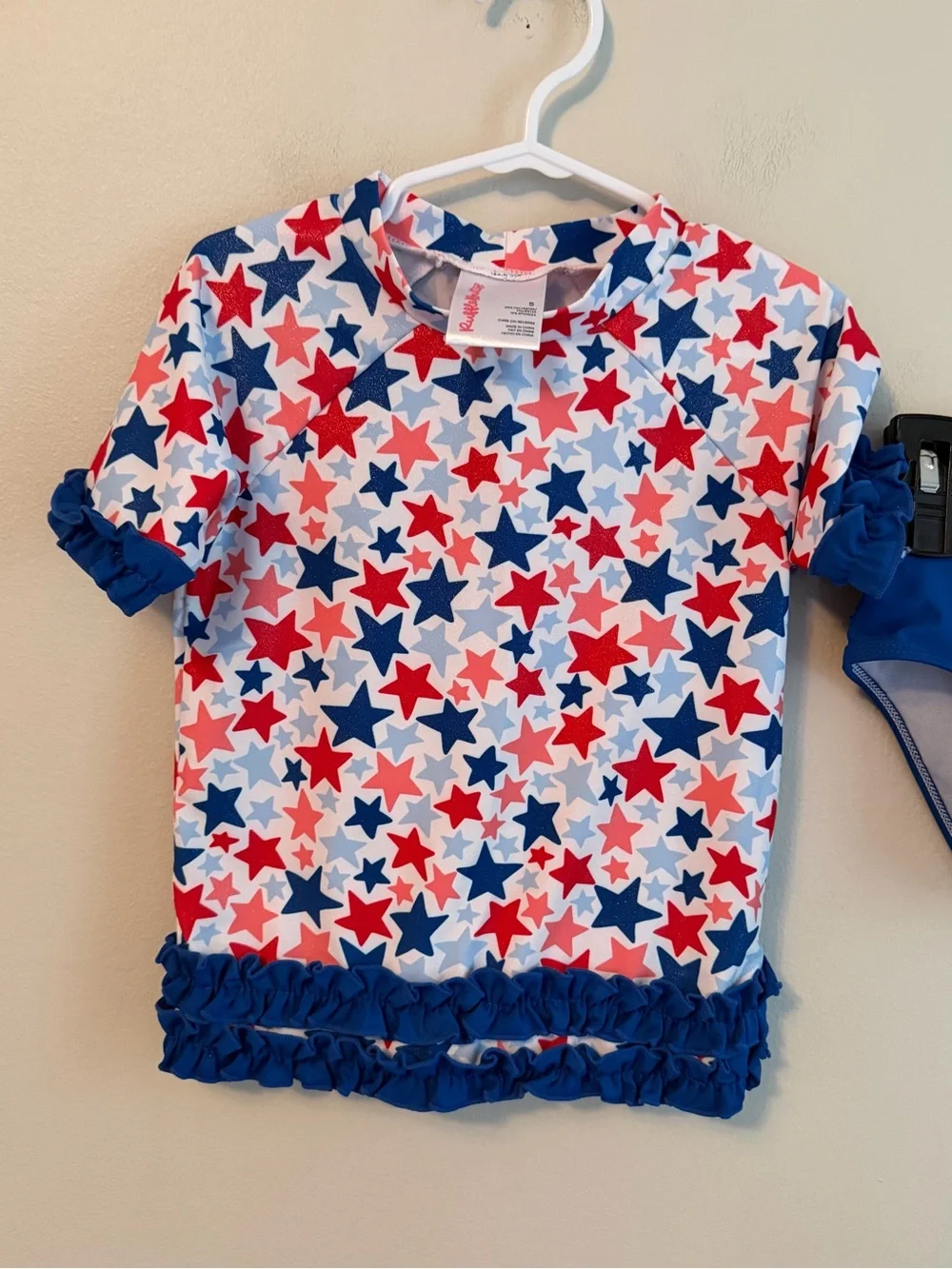Ruffle Butts Kids Star-Print Rash Guard Swim Set - Red, White & Blue